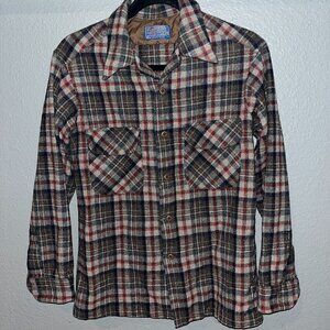 PENDLETON Pure Virgin Wool Made in USA Plaid Long Sleeve Button Down Shirt EUC M